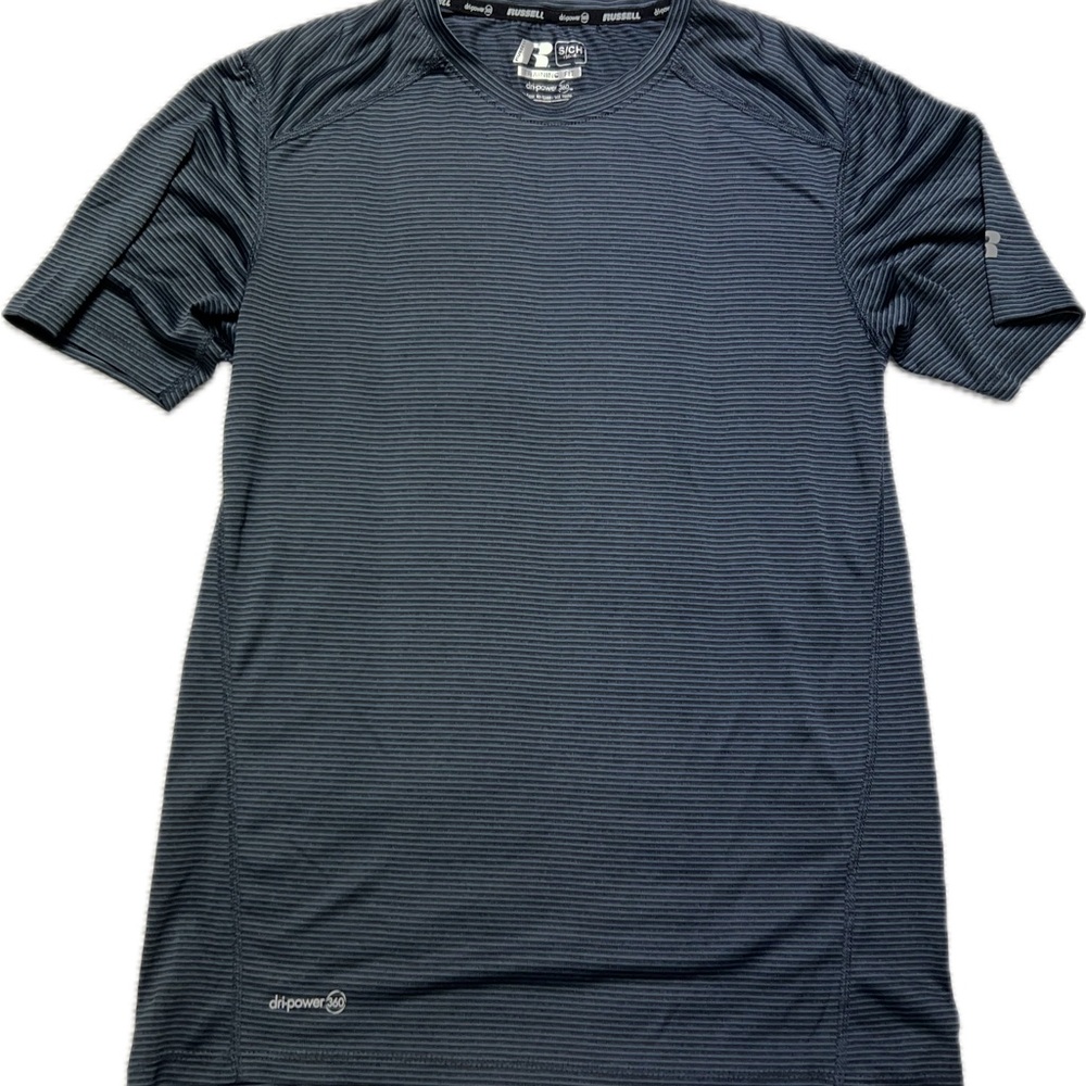 Russell Athletic Women’s Black and Grey Stripped Tee